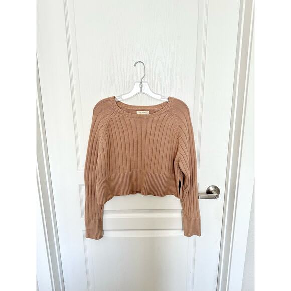 PacSun LA Hearts Ellie Cropped Crew Neck Sweater Taupe Large New - Picture 3 of 11